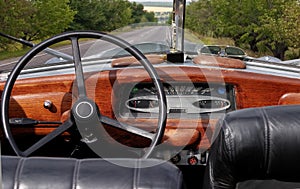 Retro cabrio car cockpit