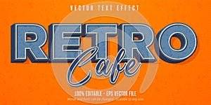 Retro cafe text, vintage style editable text effect