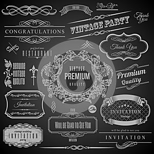 Retro Calligraphic design elements. Invitation frame. Collection of Frames and decorative vector elements