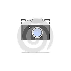 Retro camera color thin line icon.Vector illustration