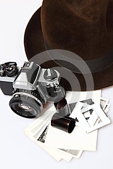 Retro Camera & Fedora Hat