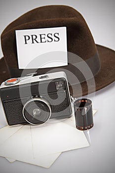 Retro Camera & Fedora Hat