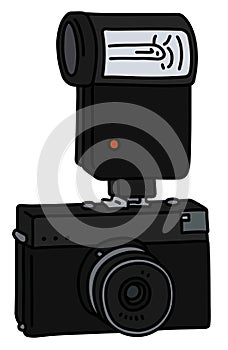 The retro camera with a flash light