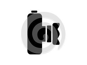 Retro camera icon. Black photo side view with split lens monochrome photography with optical zoom and professional