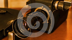 A retro camera lens close-up