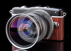 Retro camera photo lens