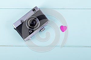 Retro Camera with pink heart