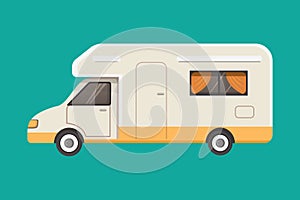 Retro camper trailer vector illustration photo