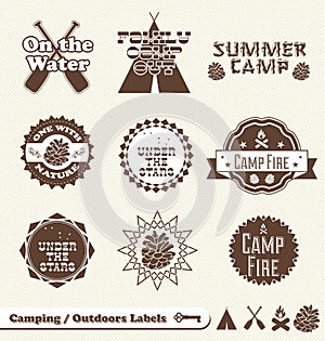 Retro Camping Labels and Stickers