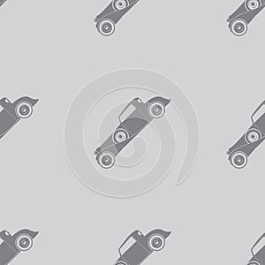 Retro car autos seamless pattern. Vintage background and solid color vector illustration.
