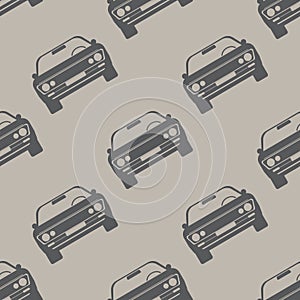 Retro car autos seamless pattern. Vintage background and solid color vector illustration.