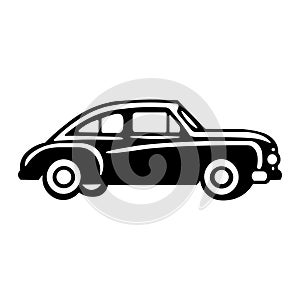 Retro car black vector icon on white background