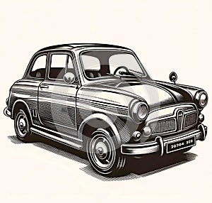 retro car clip art illustration black and white