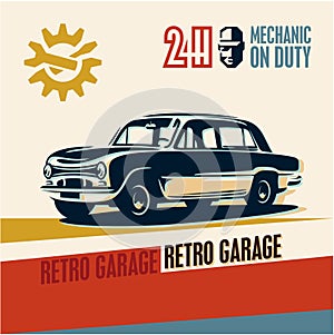 Retro car garage