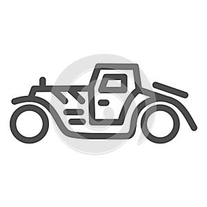 Retro car line icon, transport symbol, classic vintage car vector sign on white background, sedan machine from 1930s