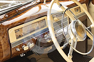 Retro car luxury interior