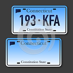 Retro car plate for banner design. Connecticut state. Isolated vector illustration. Business, icon set