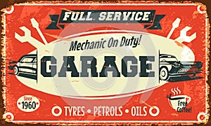 Retro car service sign