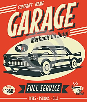 Retro car service sign