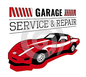 Retro car service sign