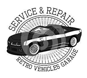 Retro car service sign