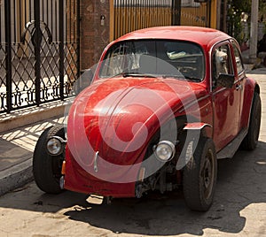 Retro car on the streets of mexican cities