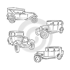 Retro car vector logo design template. transport or vehicle icon. retro car vector sketch illustration