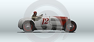 Retro car in vector with racer.