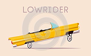 Retro car. Vintage lowrider. Cartoon vector illustration.