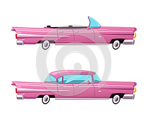 Retro car. Vintage lowrider. Cartoon vector illustration.