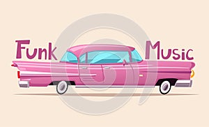 Retro car. Vintage lowrider. Cartoon vector illustration.