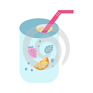 Retro carbonated drink, canned soda in cartoon flat style. Vector illustration of soft non alcoholic drinks in 1990s style