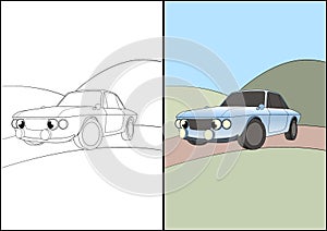 Retro Cars coloring pages, Simple automobile coloring pages for kids