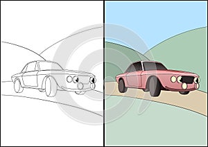 Retro Cars coloring pages, Simple automobile coloring pages for kids