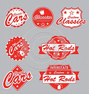 Retro Cars Labels and Stickers