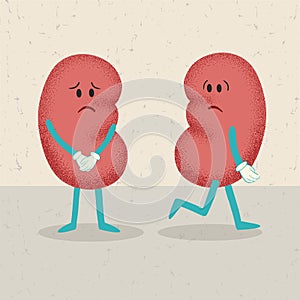 Retro cartoon of 2 kidneys