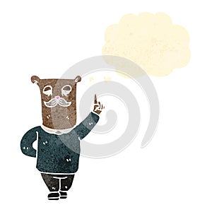 retro cartoon bear dad with idea