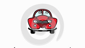 Retro cartoon car graphic animation. 4K resolution