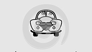 Retro cartoon car graphic animation. Alpha channel