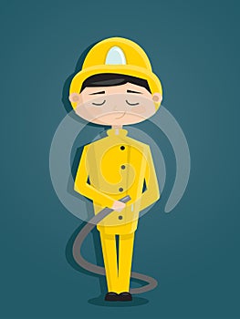 Retro cartoon fireman