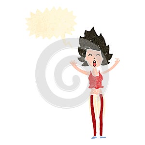 retro cartoon frightened woman