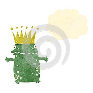 retro cartoon frog prince with thought bubble