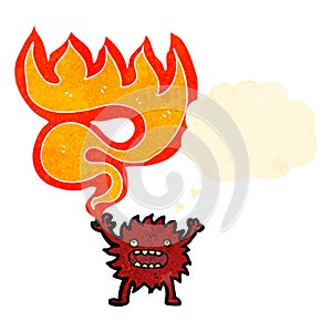 retro cartoon little fire imp