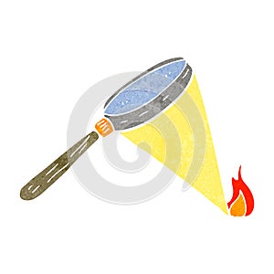 retro cartoon magnifying glass starting fire