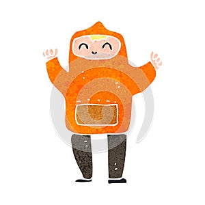 retro cartoon man in orange hooded top