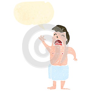 retro cartoon man in towl,