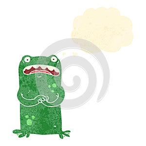 retro cartoon nervous frog