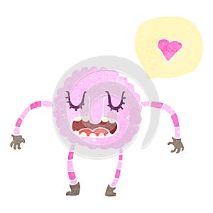 retro cartoon pink cloud monster