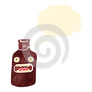 retro cartoon red wine bottle