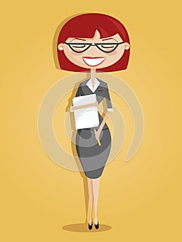 Retro cartoon secretary